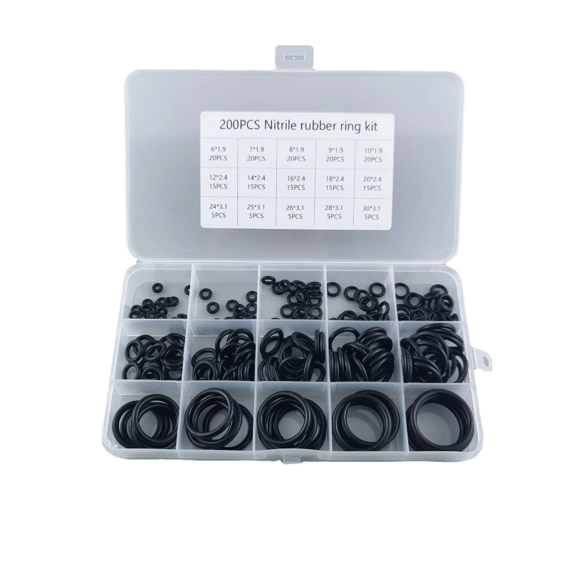 200 pcs Rubber O Ring Seal Assortment Kit