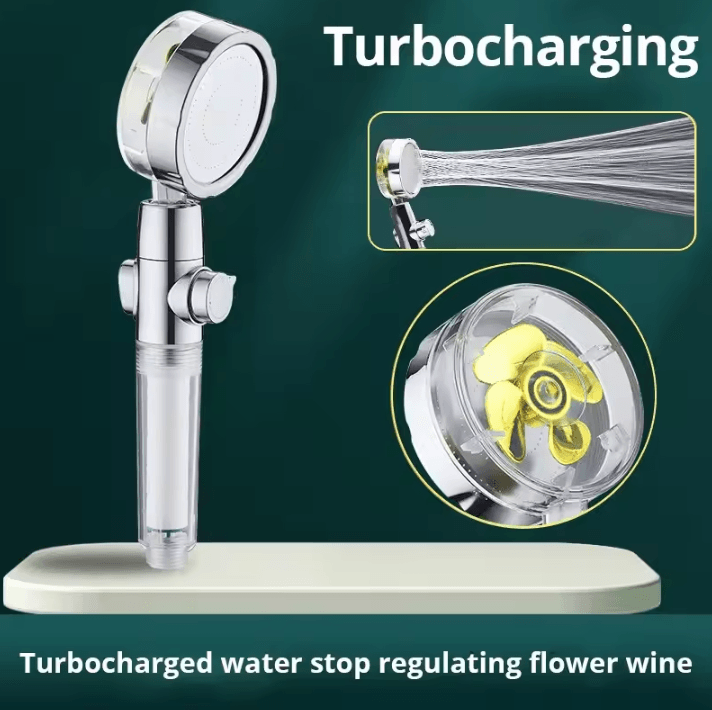 New Propeller Driven Shower Head Cotton Filter Turbocharged High Pressure Handheld Shower Nozzle