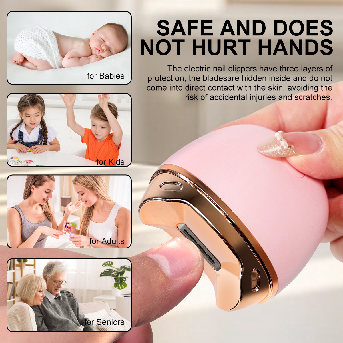 Anti Splash Electric Nail Clipper Safe Baby and Family Automatic Nail Trimmer With Hidden Blade Design