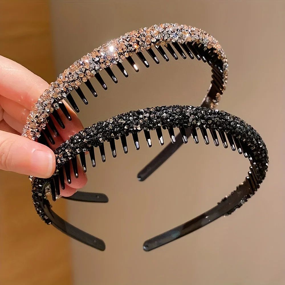 SparkleSoft Childrens Non-Slip Rhinestone Toothed Headbands (2–6 Pack)