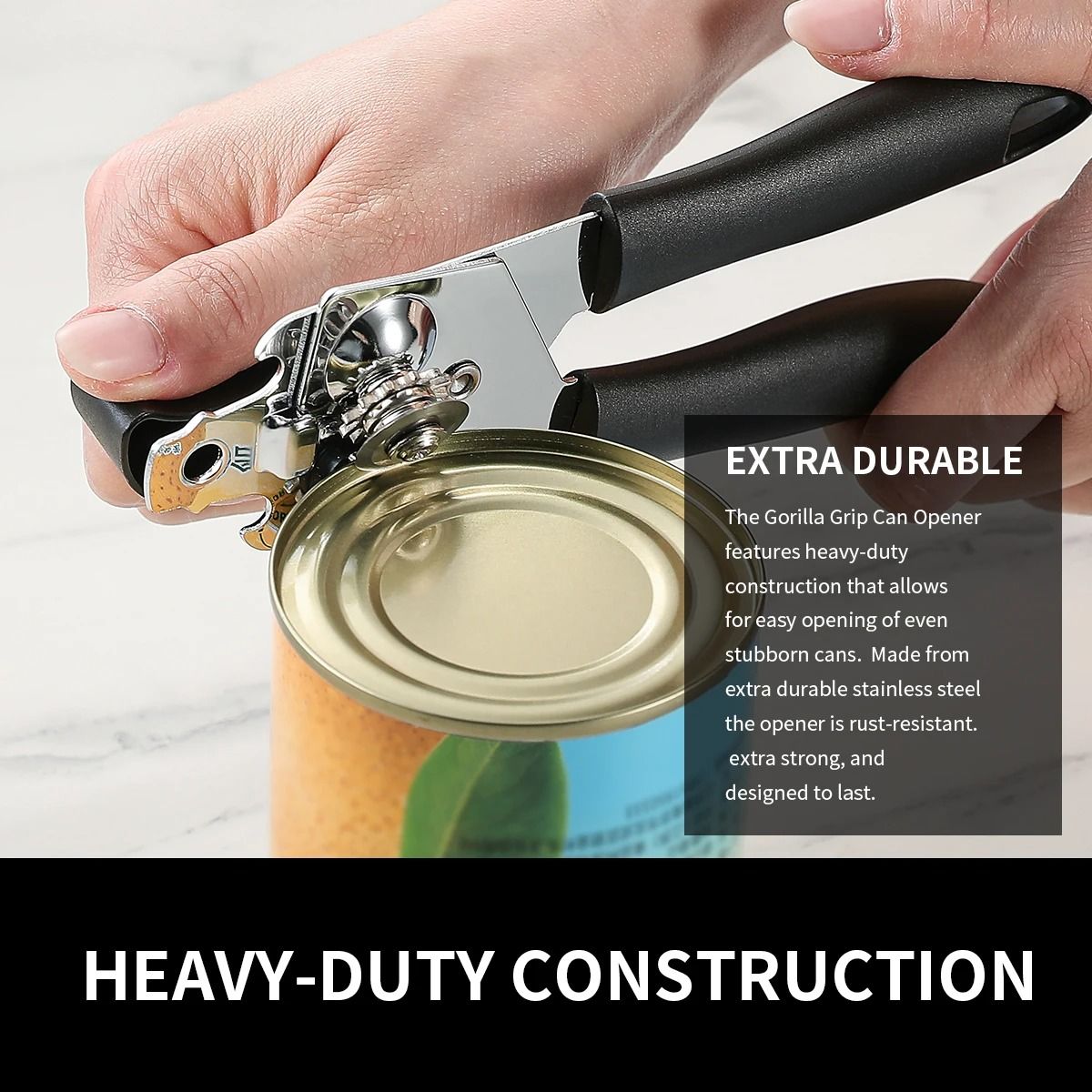 EasyGrip Stainless Steel Manual Can Opener with Ergonomic Handle