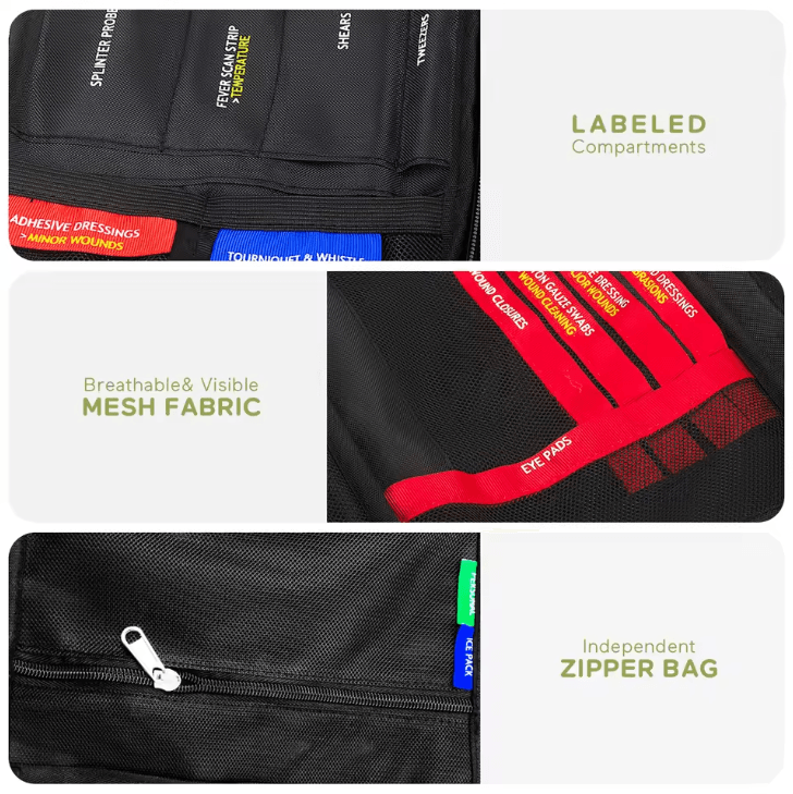 Large Outdoor First Aid & Emergency Survival Kit – Trauma Care Medical Storage Bag for Travel, Hiking & Camping