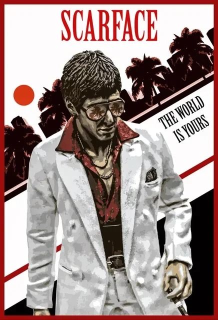 Scarface Poster Al Pacino Wall Art Gangster Movie Canvas Print