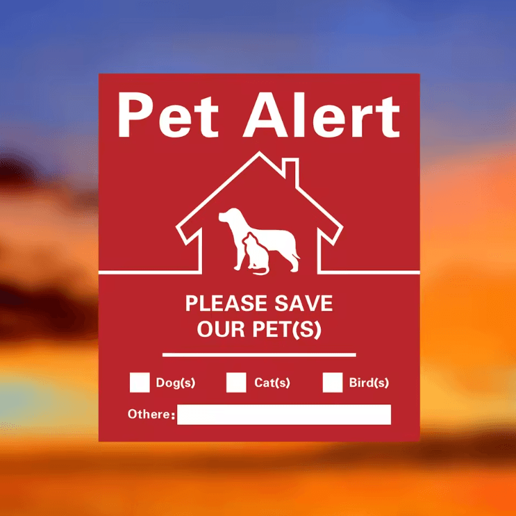 Pet Alert Window Sticker – Emergency Rescue Static Cling Decal (4 Pack)