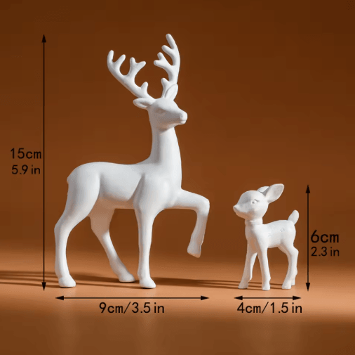 Cute Mother Deer & Fawn Figurine Decor Set (2PCS)