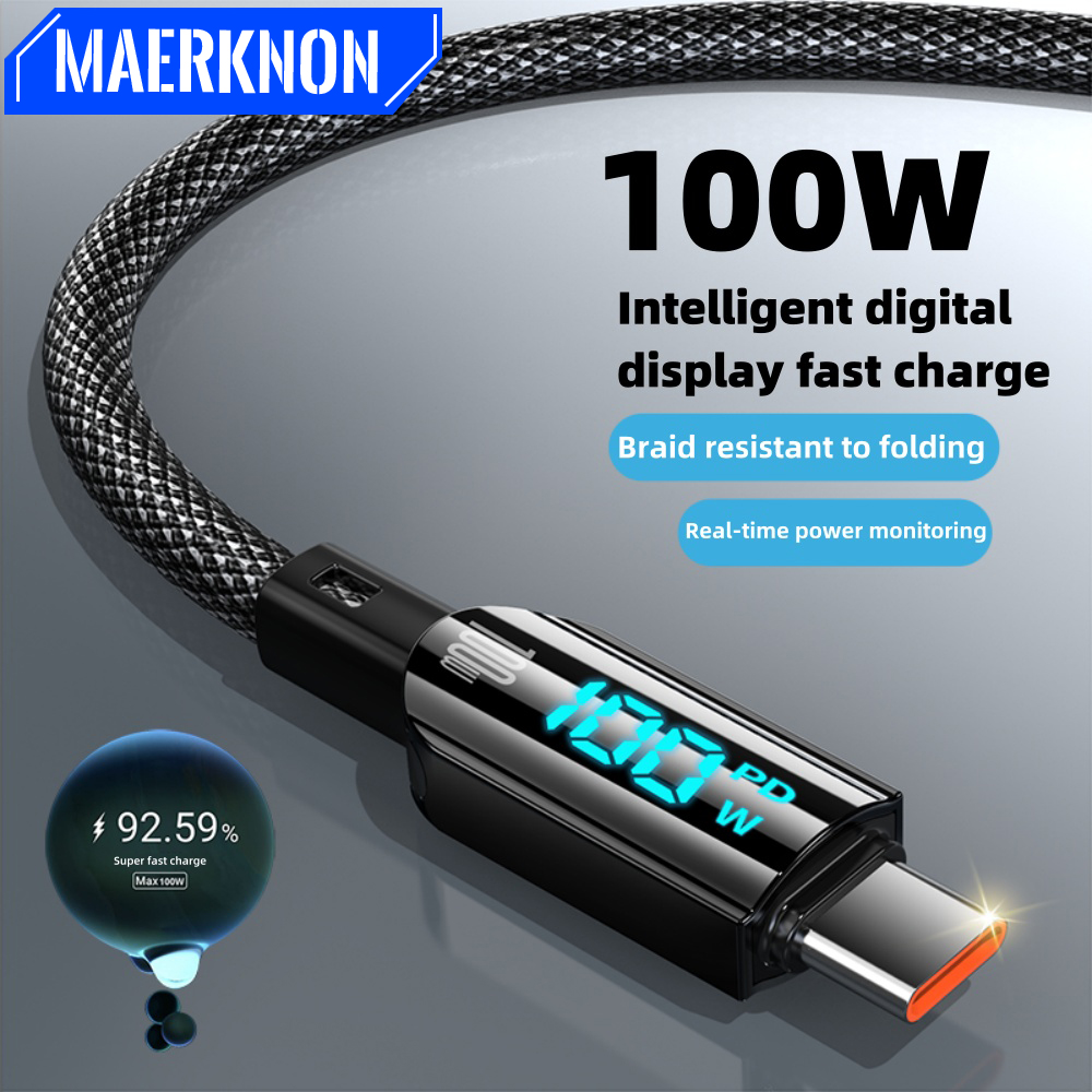 Fast Charging PD USB C to USB Type C Data Cable Digital Display Charger Cord
