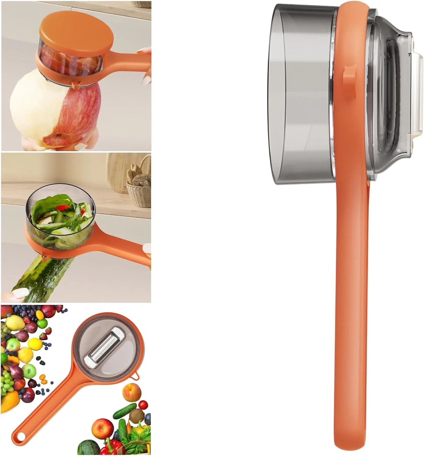 Professional Mess-Free Fruit and Vegetable Peeler with Integrated Peel Storage