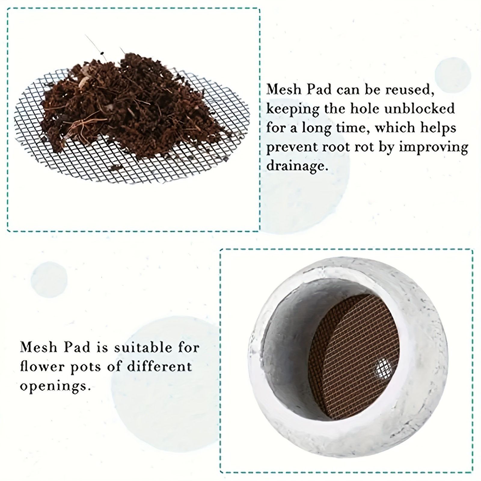 Leakproof Drainage Gasket Net, Breathable Flower Pot Mesh Pad Mat