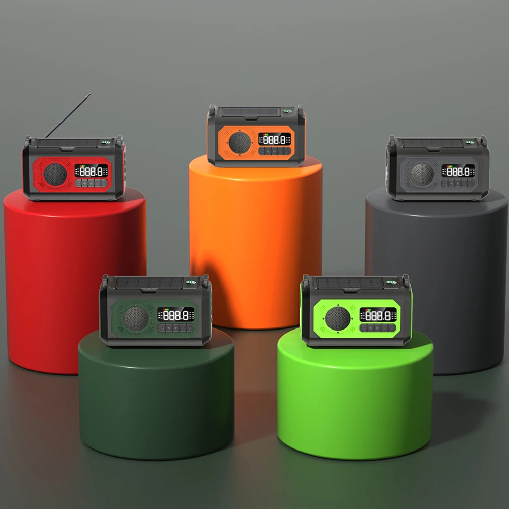 Solar Hand Crank Emergency Weather Radio with Dual Solar Panels and LED Reading Lamp