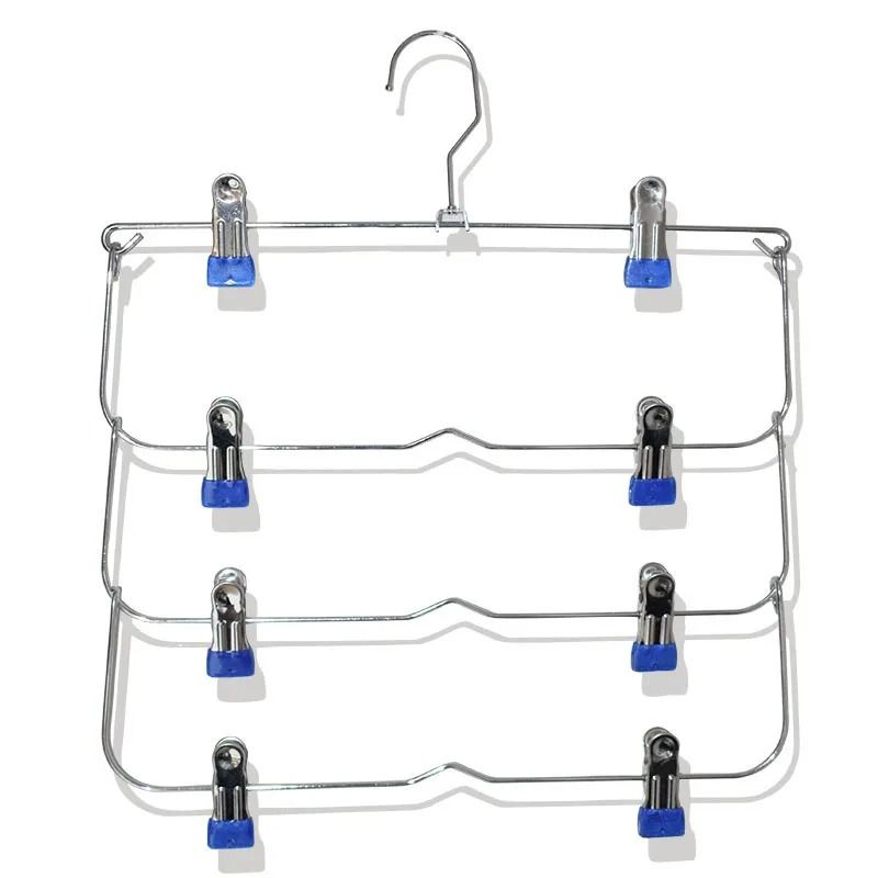 4 Tier Stainless Steel Pants Hanger Non Slip Skirt Rack with Adjustable Clips