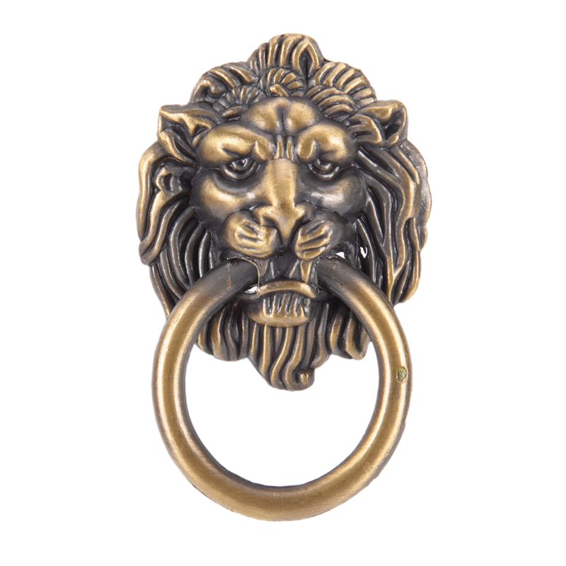 Vintage Lion Head Door Knocker Antique Brass Dragon Handle