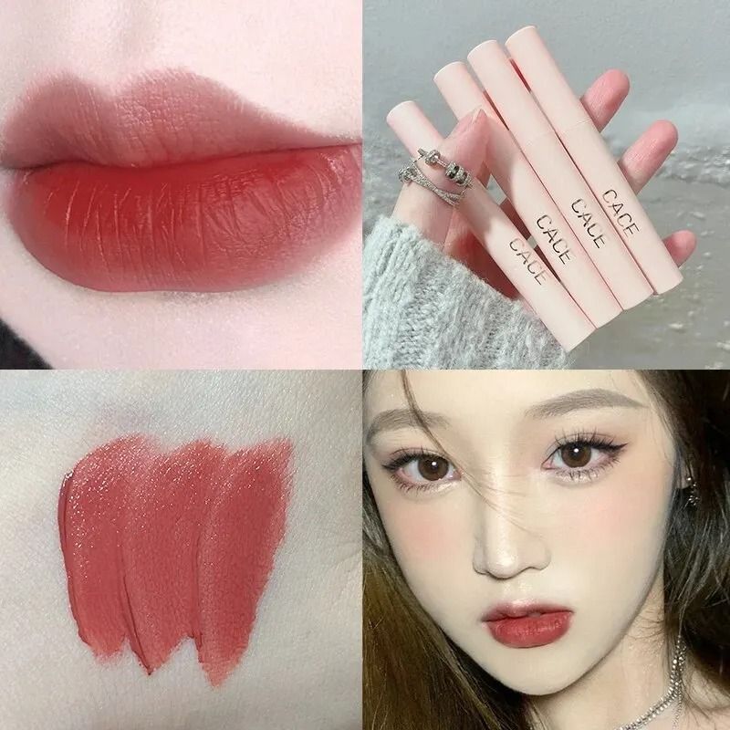 Matte Liquid Lipstick Set with Gloss, Lip Plumper and Necklace 6 Piece Gift Set