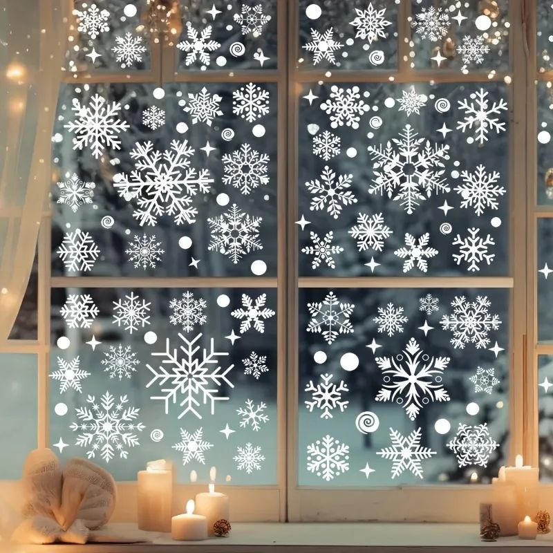 Christmas Snowflake Window Stickers Festive Glass Wall Decals