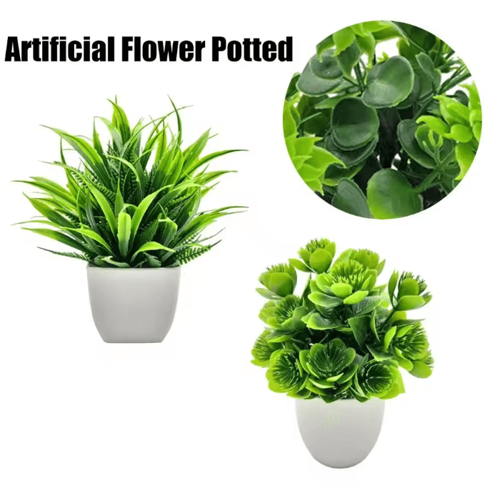 Mini Artificial Potted Plant Bonsai Decorative Fake Flower Tabletop Ornament for Home and Office Decor