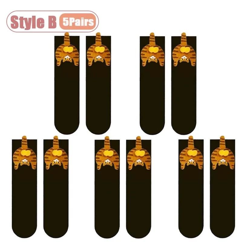 Cartoon Cat Egg Cozy Mid Calf Socks