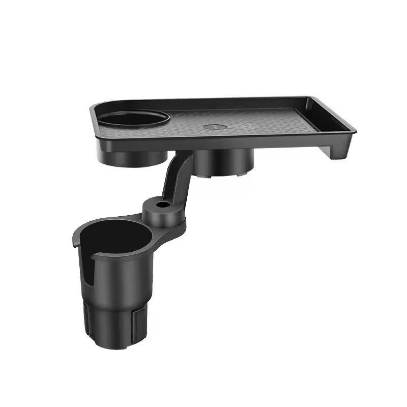 Car Cup Holder Expander with 360-Degree Adjustable Snack Tray