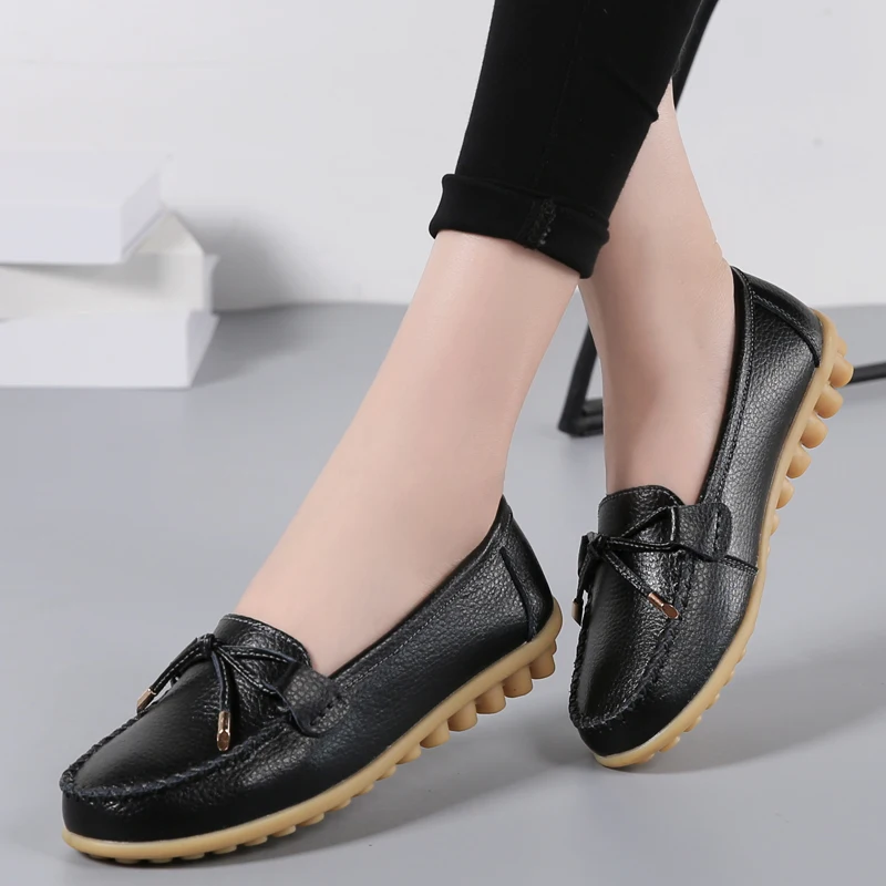 Genuine Leather New Woman Flats Shoes Ballet Flat Sneakers Soft Moccasins Ladies Boat Ballerina Espadrilles Creepers