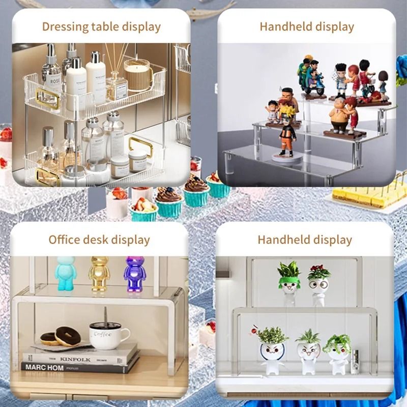 Multi Layer Acrylic Display Stand Transparent Trapezoid Shelf