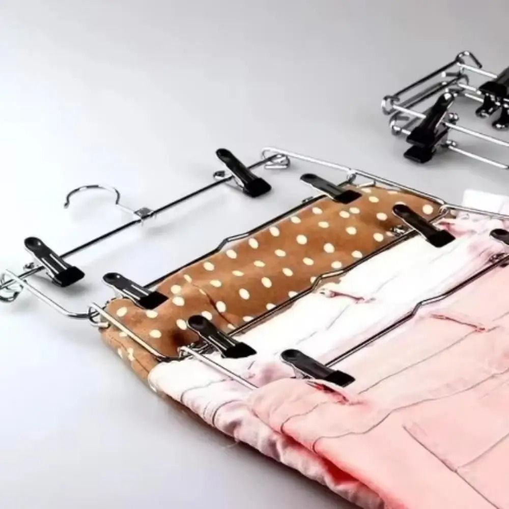 4 Tier Stainless Steel Pants Hanger Non Slip Skirt Rack with Adjustable Clips