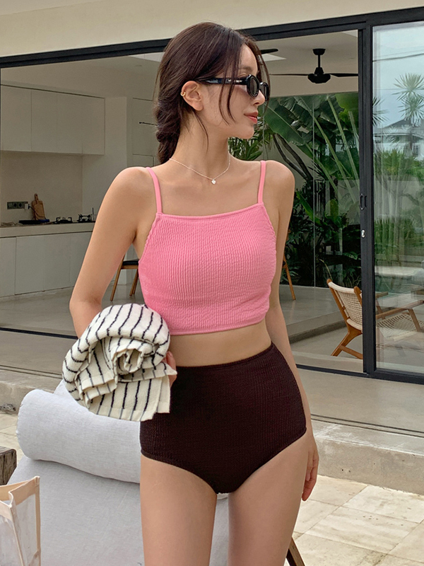 Womens high waisted bikini Modest Two Piece Tummy Control Swimwear
