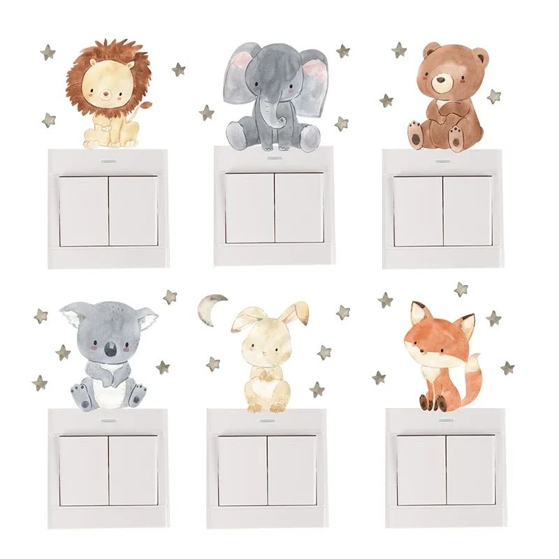 Cute Cartoon Animal Light Switch Wall Stickers Kids Room