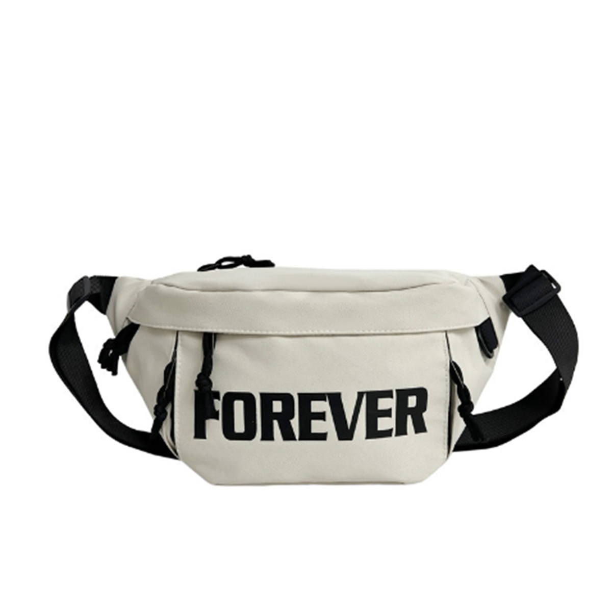 Beige and White Fashionable Chest Crossbody Bag Stylish Fanny Pack with Letter Design