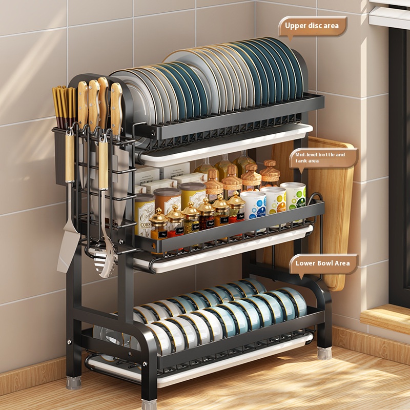 Bowl and Dish Storage Rack, Kitchen Storage Rack, Drain Rack, Household Multifunctional Bowl and Chopstick Rack Storage