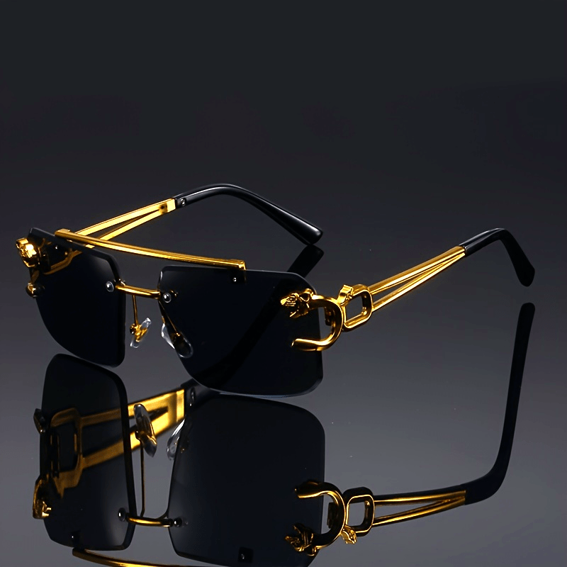 Golden Edge Frameless Sunglasses for Men and Women Anti Glare UV Protection Shades
