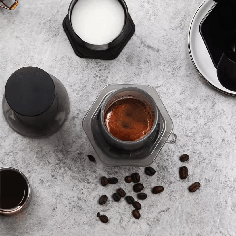 BrewEase Portable Espresso Coffee Maker with French Press Design