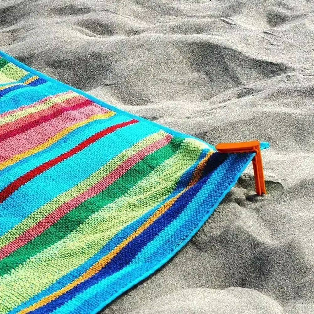 4-Piece Beach Towel & Camping Mat Clip Set