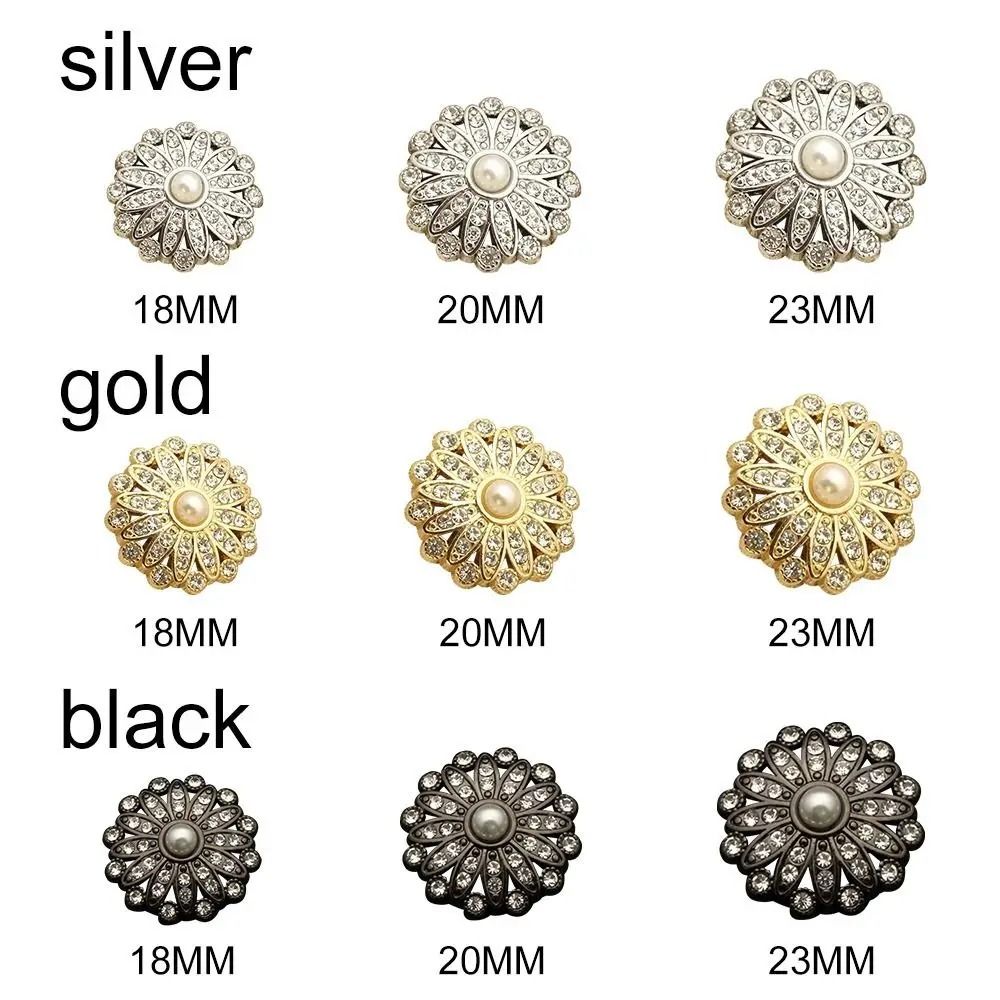 Retro Metal Pearl Button Gallery | High-Fidelity Diamond-Encrusted Clothing Accents & Sewing Jewelry