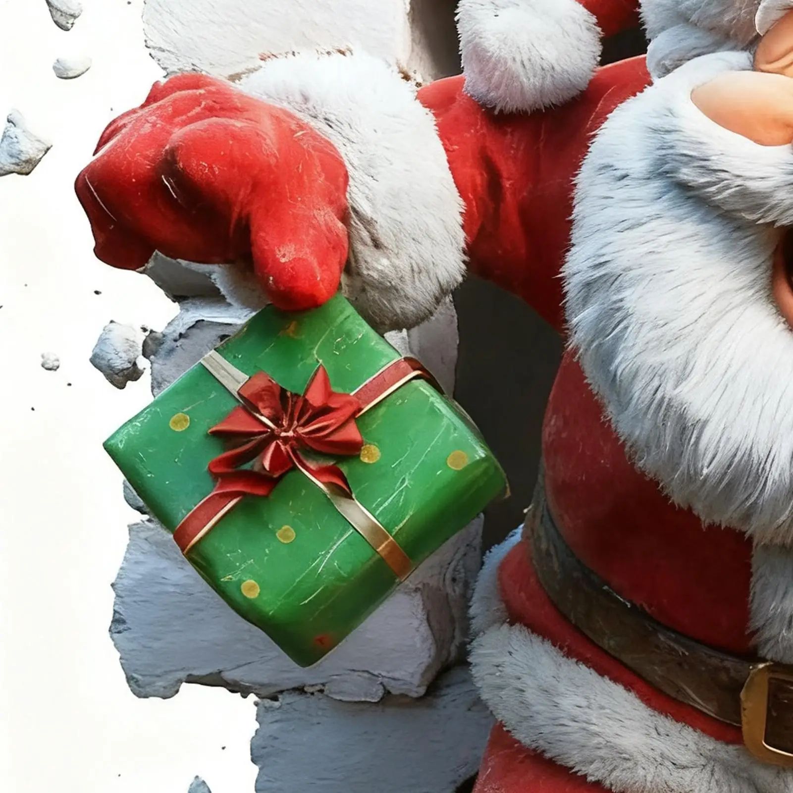 3D Wall Breaking Santa Claus Christmas Sticker