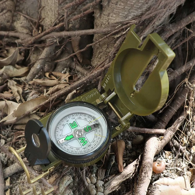 Portable Aluminum Alloy Military Compass  High Precision Lensatic Compass for Camping and Hiking