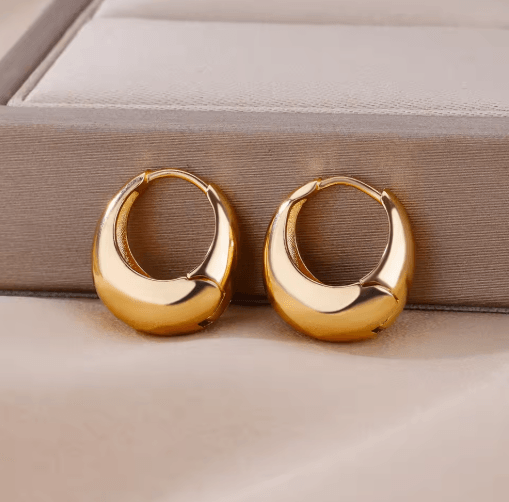 LuxeDrop Chunky Gold Hoop Earrings – Stainless Steel Water Drop Statement Jewelry