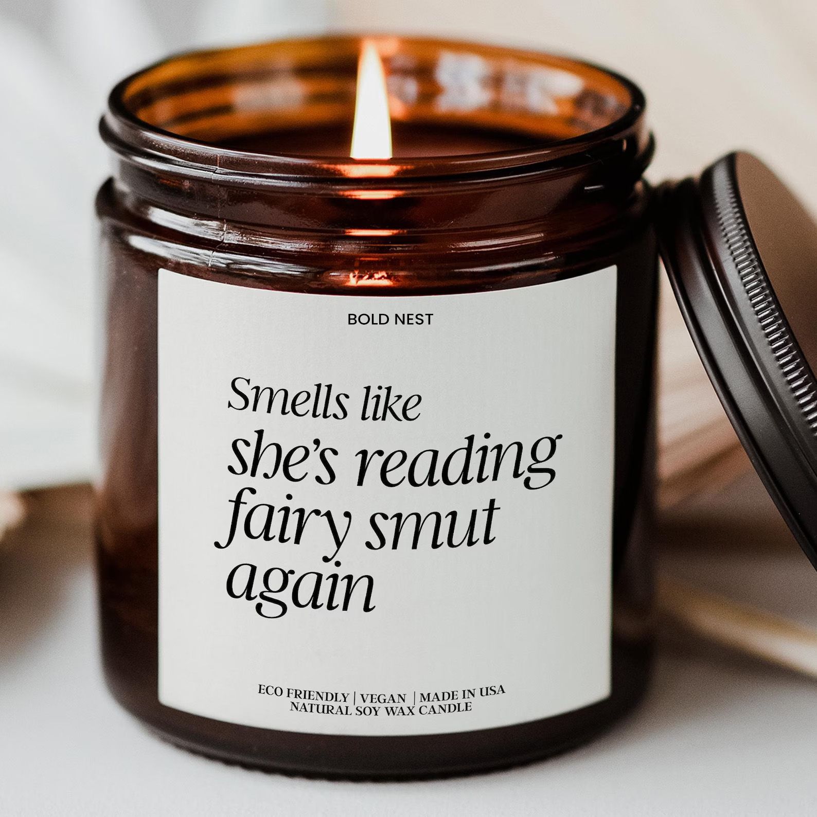Fairy Smut Candle – Romantasy Book Lover Gift, Funny Scented Soy Candle for Fae & Fantasy Romance Readers