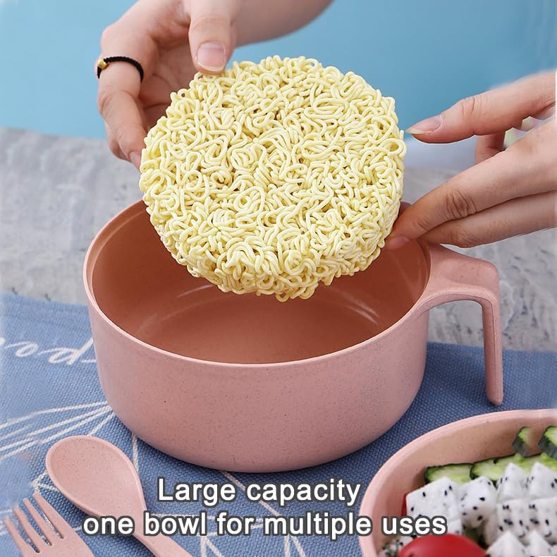 Microwavable Cooker Bowl with Lid, Ramen Noodles Bowl Set with Chopsticks, Ramen Bowl Set