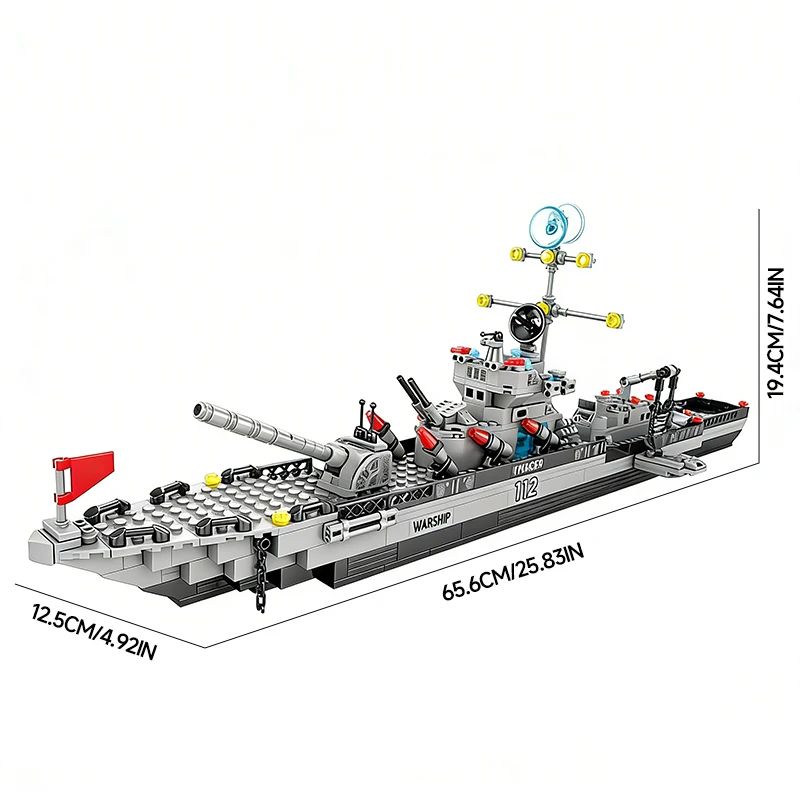 1560pcs 6 in 1 Military Navy Ship Building Block Set
