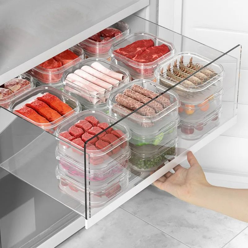 Stackable Refrigerator Storage Boxes – Food Grade Meat & Food Fresh-Keeping Containers 11.83 oz, 21.98 oz