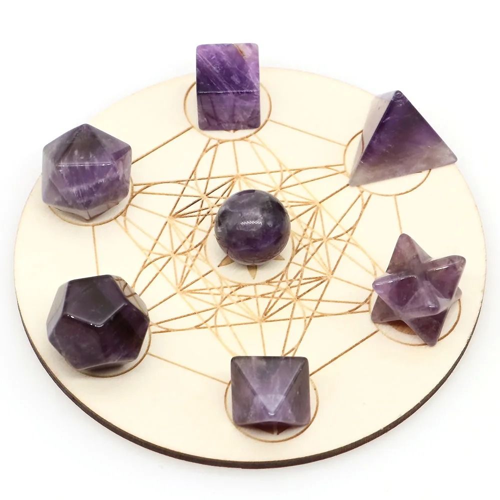 Platonic Solid Crystal Set Sacred Geometry Chakra Healing Reiki Stones