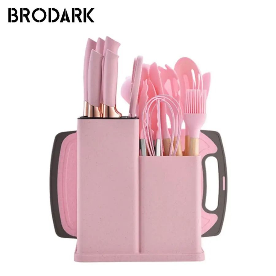 19 Piece Silicone Kitchenware Set with Knives Cutting Board and Utensils