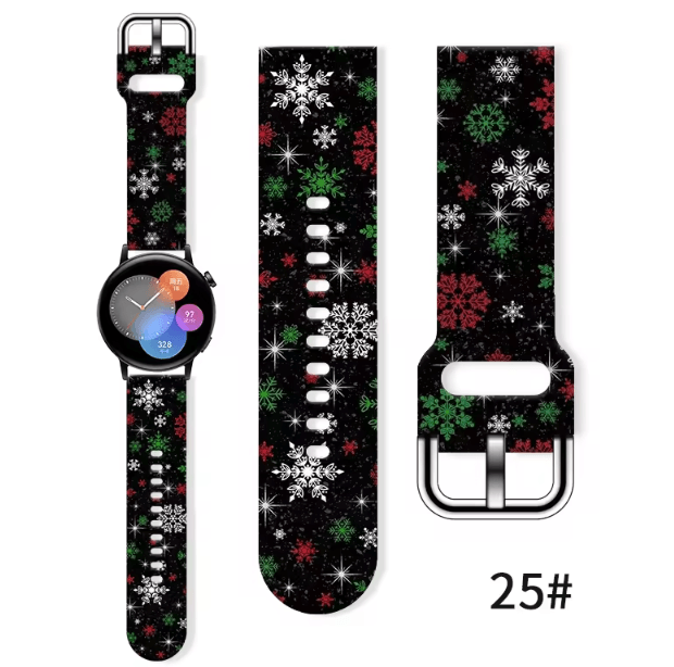 Christmas Silicone Watch Band 20mm – Festive Replacement Strap for Samsung Galaxy and Smartwatches