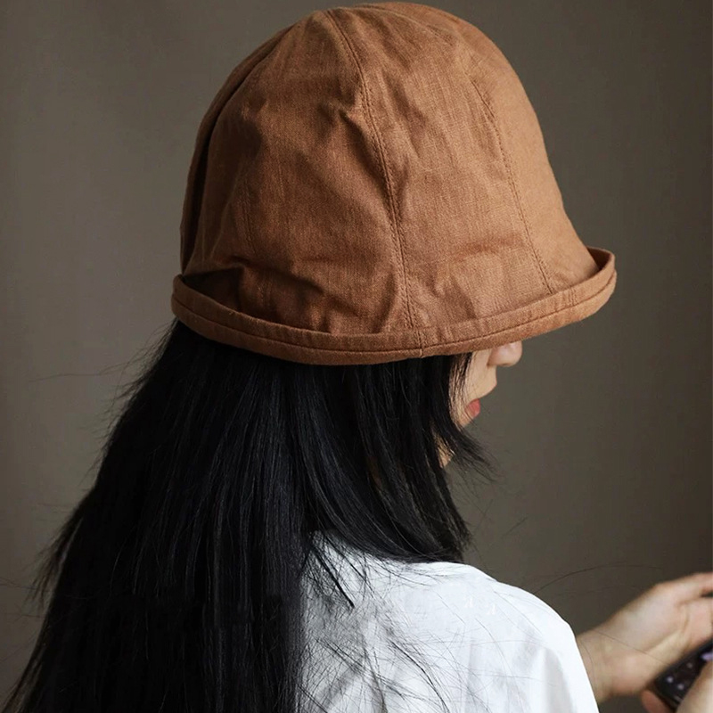 Foldable Linen Sun Hat for Women Wide Brim Bucket Hat for Beach Travel