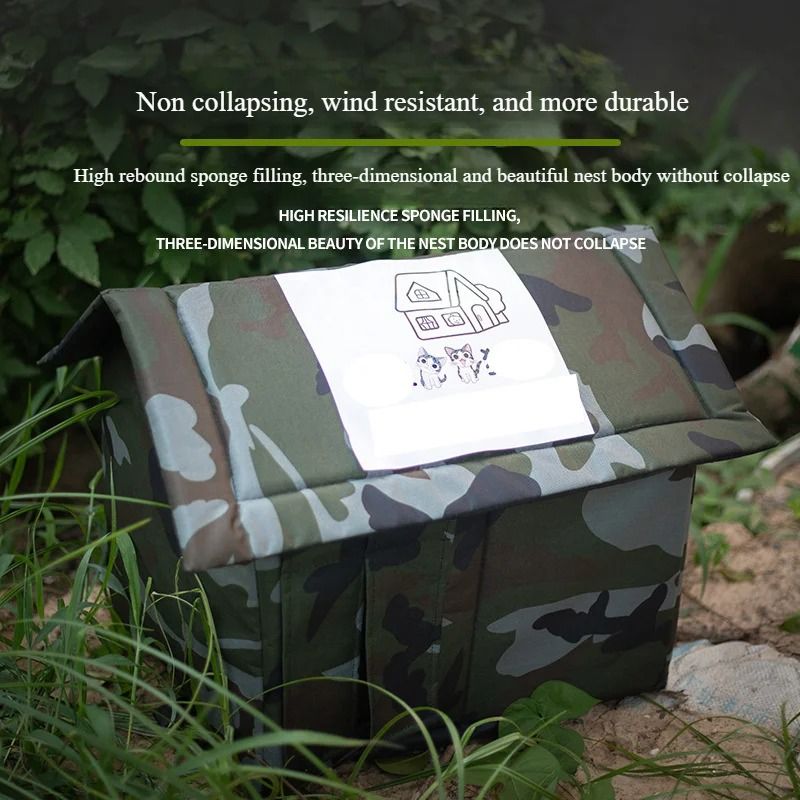 Outdoor Camouflage Cat House & All-Weather Nest