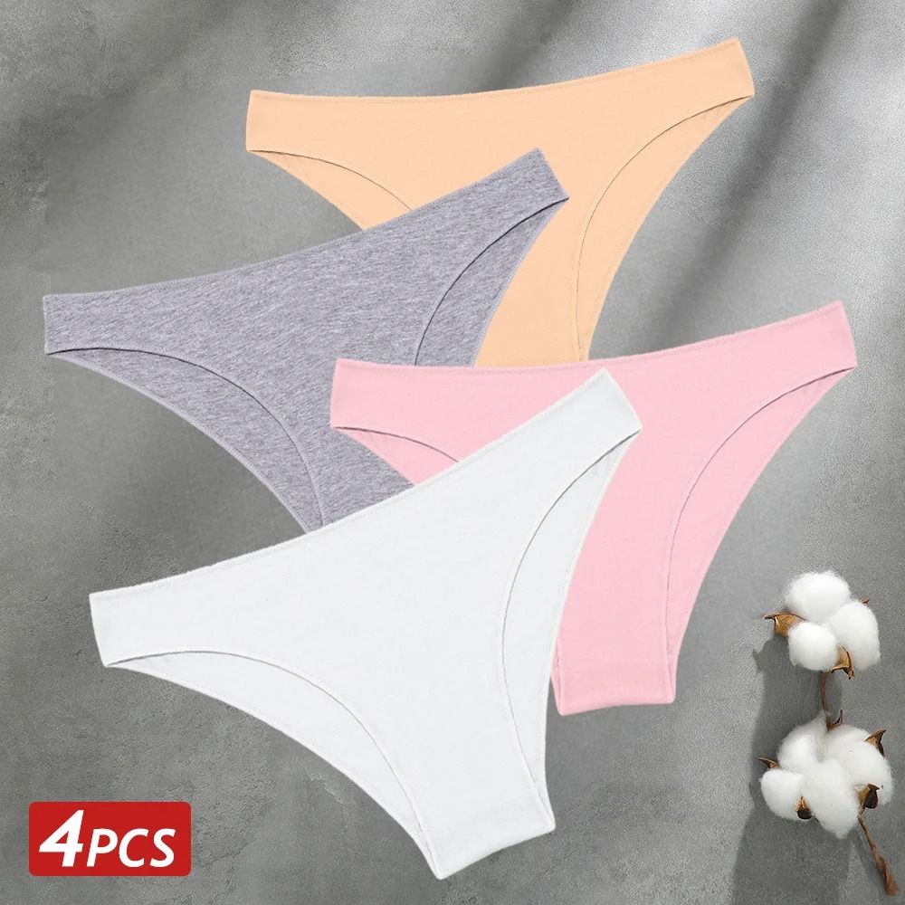 Women Seamless Cotton Panties Set Breathable Low Waist Briefs