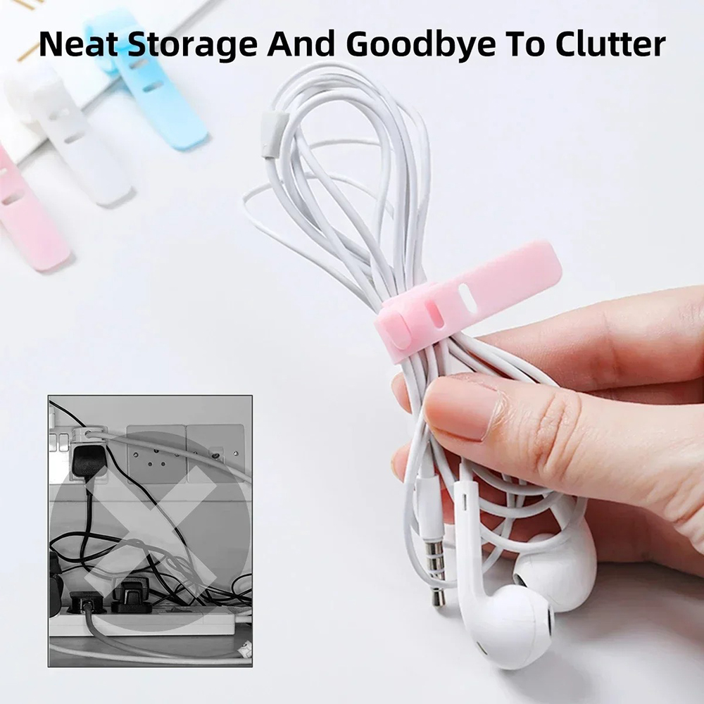 Flexible Silicone Reusable Cable Ties Winder USB Data Cord Organizer Headphones Mouse Protector