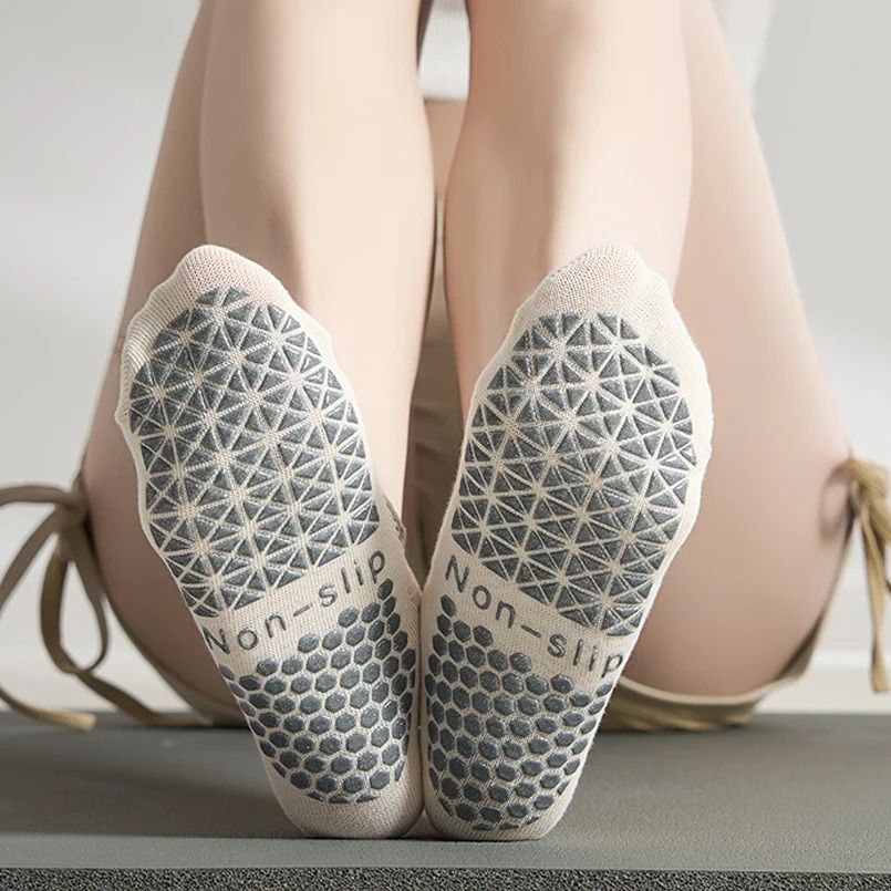 Women Hollow Out Pilates Socks with Silicone Anti-Slip Grip for Yoga and Fitness