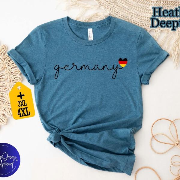 Germany Heart Flag Shirt, German Pride Tee, Minimal Travel Shirt, Cute Deutschland Gift, Aesthetic Vacation T-Shirt