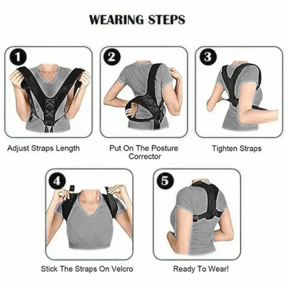 Unisex Back Posture Correction Belt, Breathable Body Shaping Support for Better Sitting, Hunchback Prevention Strap