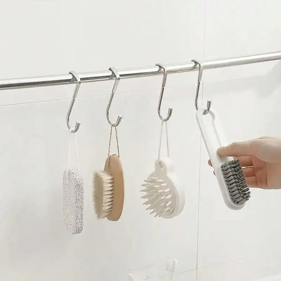 Silver Seamless Adhesive Wall Hook – No Drill Metal Hook for Kitchen & Bathroom Storage