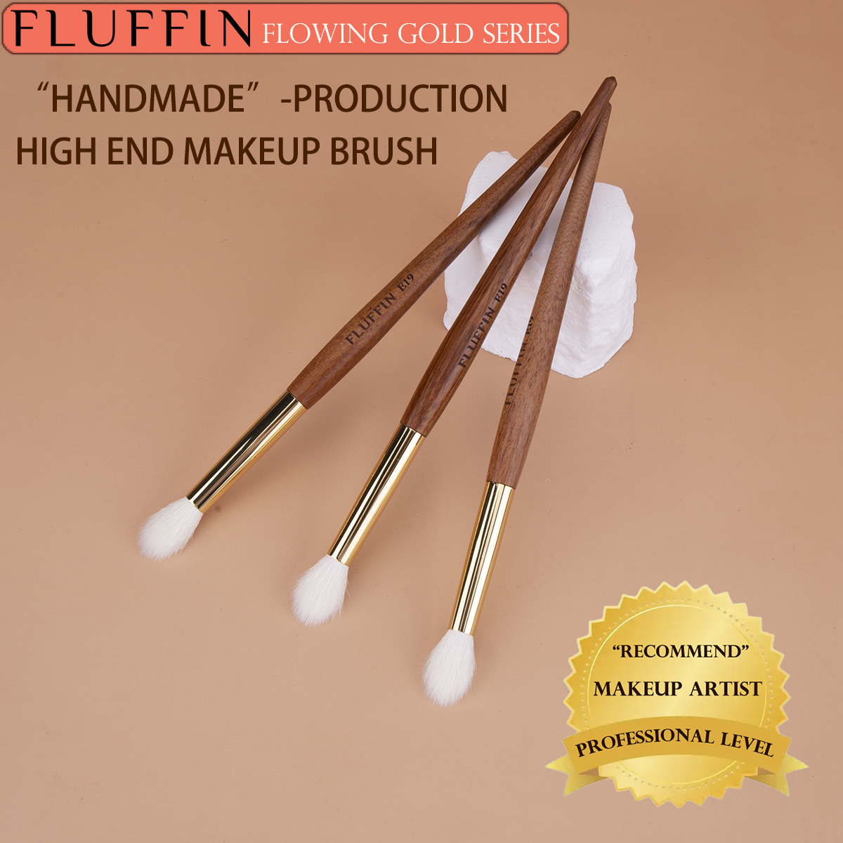 High-End FLUFFIN Crease Brush Goat Hair Flame Eyeshadow Nose Shadow Highlighter Brush Copper Rosewood Makeup Brush